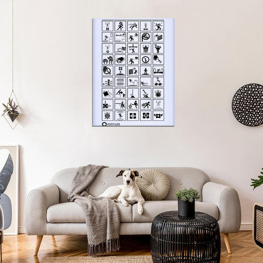 Portal 2 Test Icons Signs Aperture Science Laboratories Wall Art Print Poster