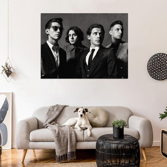 Arctic Monkeys Indie Rock Band Music BW Art Wall Art Print Poster