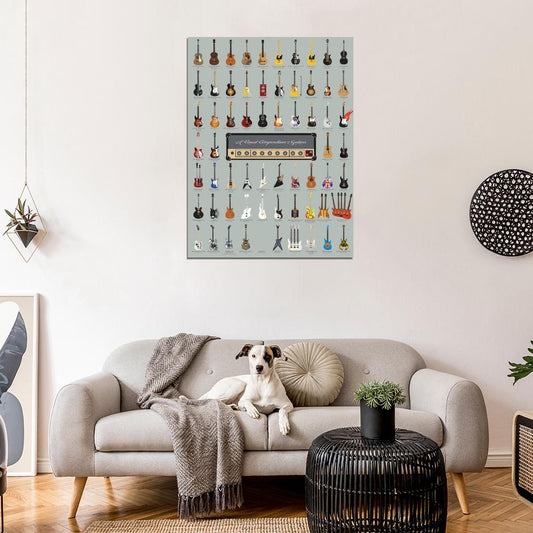 A Visual Compendium Of Guitars Music Art Wall Art Print Poster