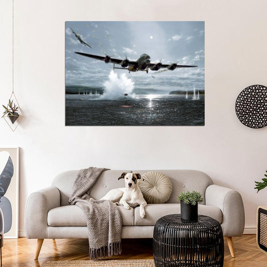 Lancaster Bomber Aircraft Dambusters WW2 World War II Art Painting Wall Art Print Poster