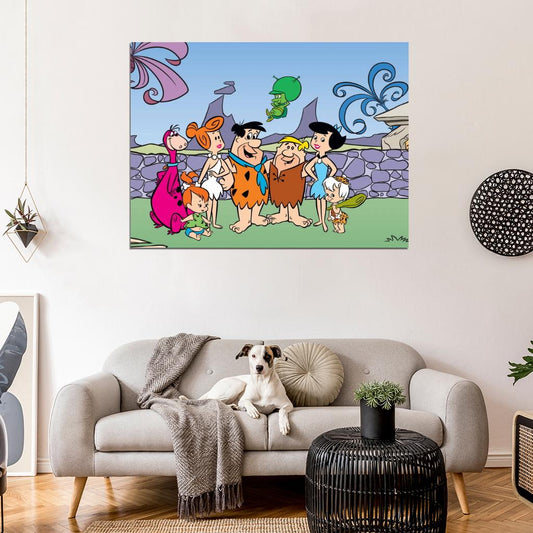 The Flintstones Characters Family Cool Cartoon Art Wall Art Print Poster