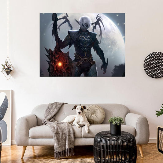 Lineage 2 Dark Elf LA2 MMO Video Game Art Wall Art Print Poster