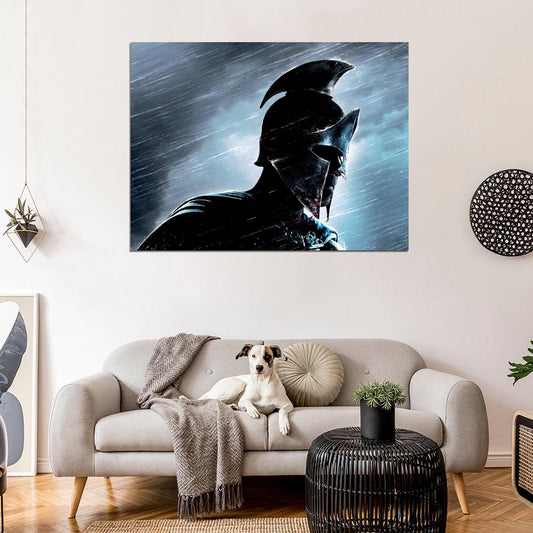 300 Rise of an Empire 2014 Movie Awesome Spartan Helmet Rain Wall Art Print Poster