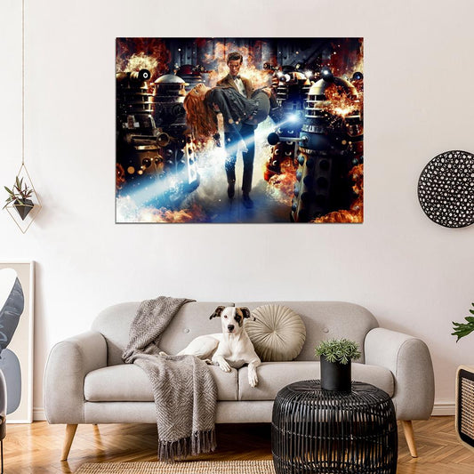 Doctor Who Daleks Fire Matt Smith Amy Pond Karen Gillan TV Series Awesome Wall Art Print Poster