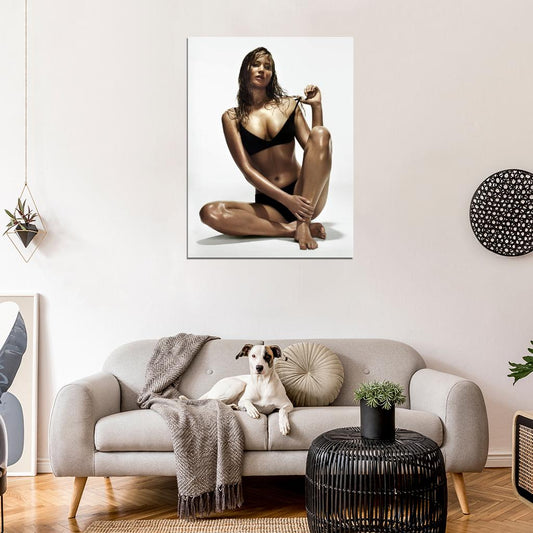 Jennifer Lawrence Hot Actress Sexy Body Underwear Lingerie Wall Art Print Poster