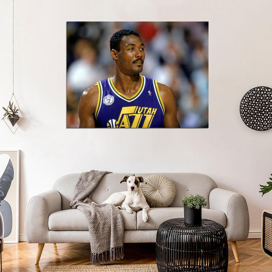 Karl Malone Young Retro Sport Wall Art Print Poster
