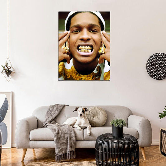 A$AP ASAP Rocky Portrait Teeth Rap Hip-Hop Music Rapper Wall Art Print Poster