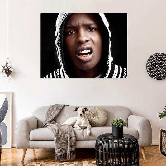 A$AP ASAP Rocky Portrait Teeth Rap Hip-Hop Music Rapper Wall Art Print Poster