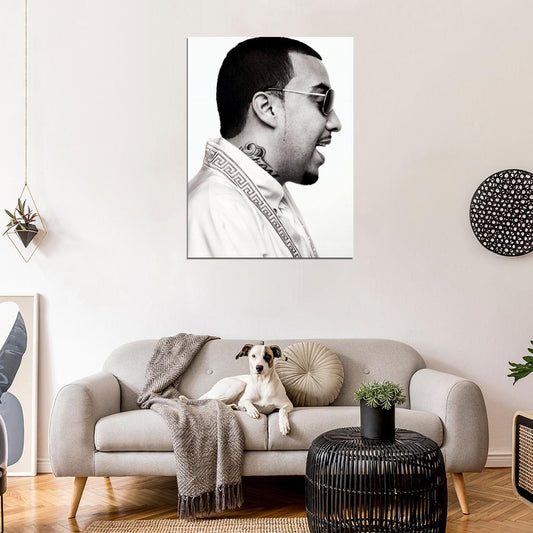 French Montana Portrait Rapper Hip-Hop Rap Music Wall Art Print Poster