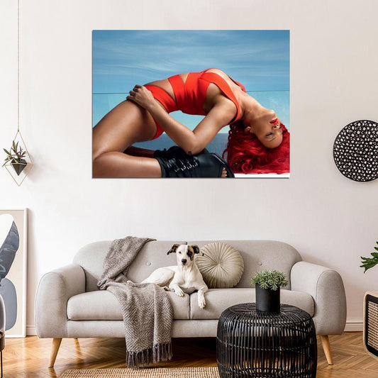 Rihanna Hot Sexy Red Hair R&B Pop Music Singer Wall Art Print Poster