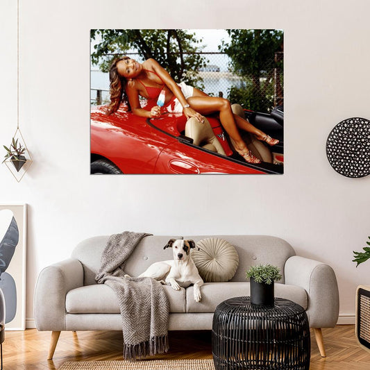 Ashanti Red Car Ice Cream R&B Hip Hop Pop Singer Music Wall Art Print Poster