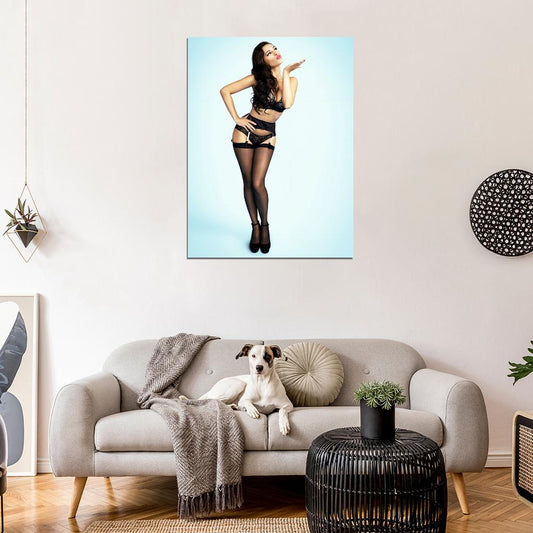 Kelly Brook Lingerie Stockings Sexy Hot Actress Model Wall Art Print Poster