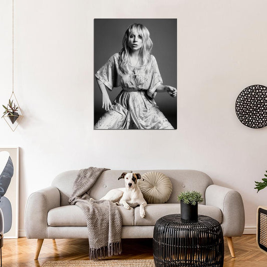 Lady Gaga Pop Singer Music BW Wall Art Print Poster