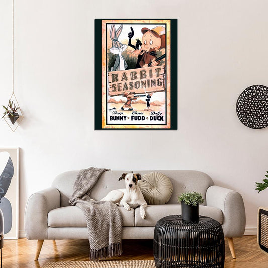 Bugs Bunny Elmer Fudd Daffy Duck Looney Tunes Cool Funny Painting Art Wall Art Print Poster
