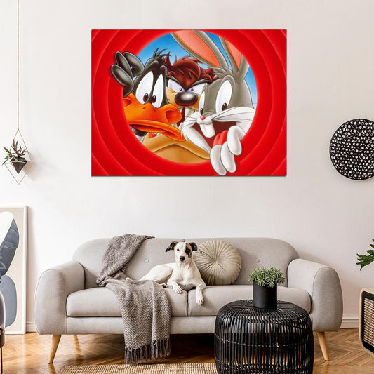 Tasmanian Devil Taz Bugs Bunny Daffy Duck Looney Tunes Logo Cool Funny Art Wall Art Print Poster