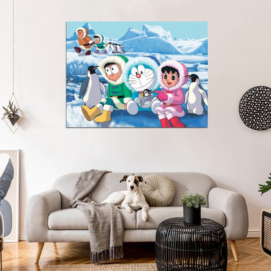Doraemon Anime Pinguins Beautiful Art Kids Wall Art Print Poster