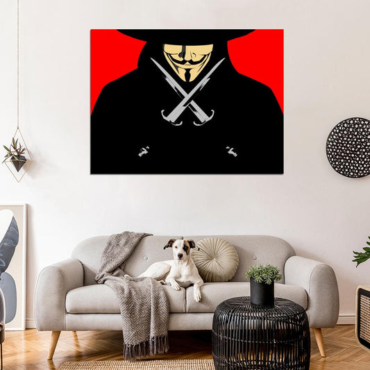 Guy Fawkes Mask V for Vendetta Anonymous Art Wall Art Print Poster
