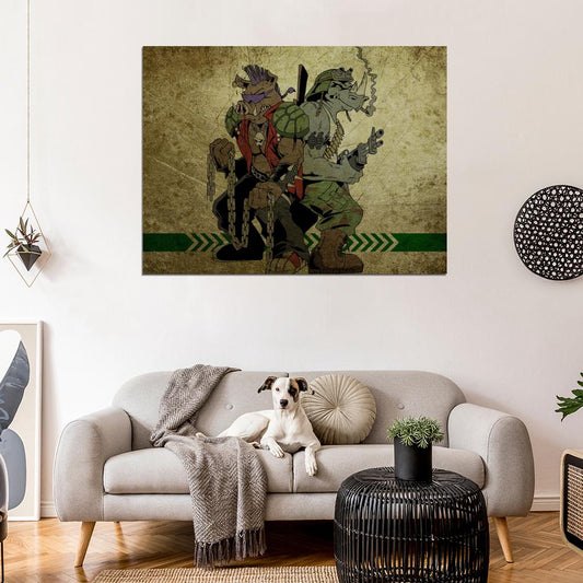 Bebop and Rocksteady Teenage Mutant Ninja Turtles Awesome Classic Art TMNT Wall Art Print Poster