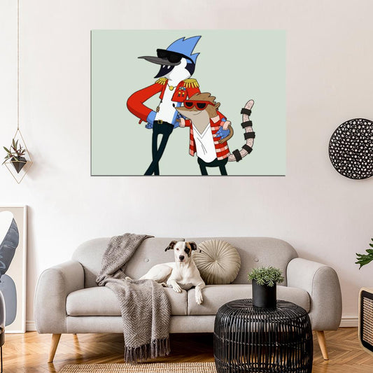 Mordecai and Rigby Cool The Regular Show Cartoon TV Series Awesome Art Wall Art Print Poster