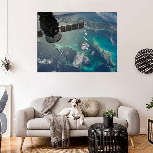 Space Earth Orbit Satellite NASA Beautiful Clouds Wall Art Print Poster