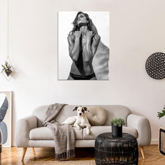 Izabel Goulart Topless Hot Model Sexy Body BW Wall Art Print Poster