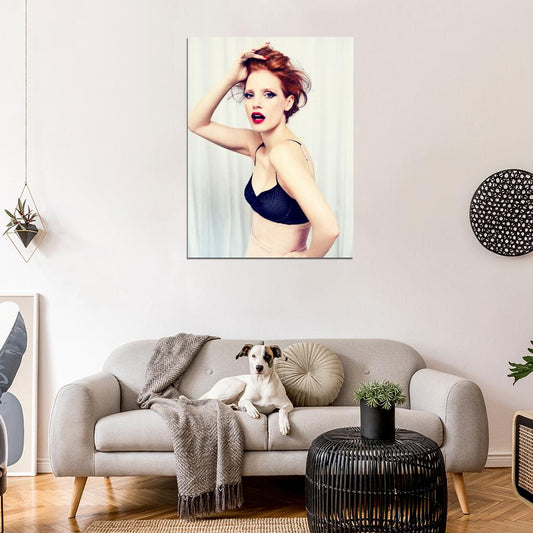 Jessica Chastain Beautiful Hot Bra Sexy Actress Wall Art Print Poster
