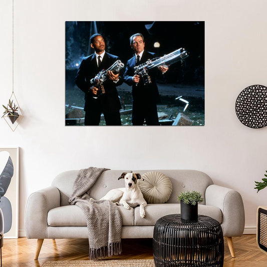 Men in Black 1997 Movie Weapons Tommy Lee Jones Agent K Will Smith Agent J Wall Art Print Poster