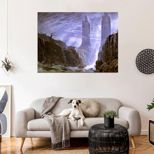 The Gates of Argonath The Pillars of Kings Lord of the Rings Painting Art Wall Art Print Poster