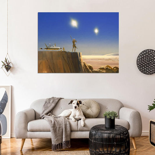 Tatooine Desert Landscape Star Wars Movie Awesome Painting Art Wall Art Print Poster