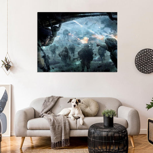 Rebel Alliance Troopers Soldiers Epic Battle AT-AT Star Wars Movie Awesome Painting Art Wall Art Print Poster