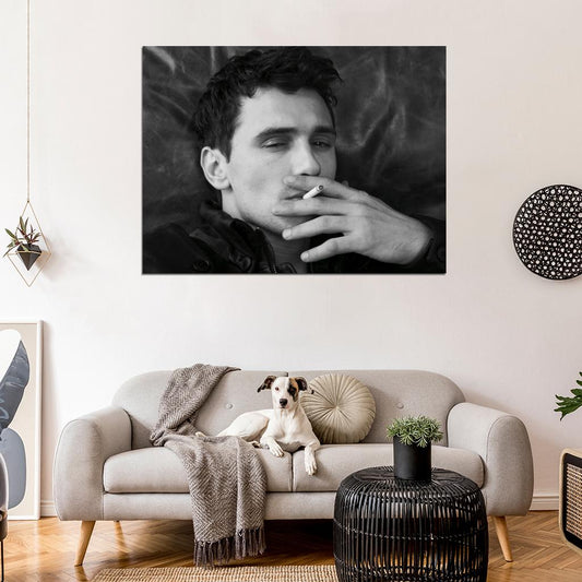 James Franco Smoking Hot BW Portrait Movie Actor Wall Art Print Poster