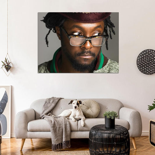 Will.i.am Portrait Hip-Hop R&B Music Rapper Singer Wall Art Print Poster