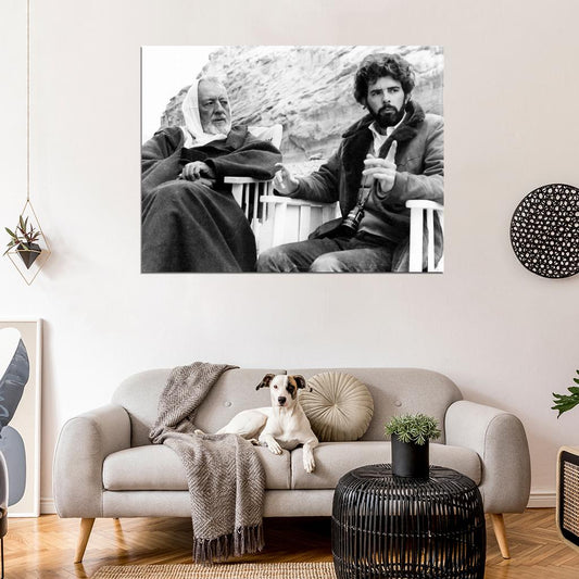 Star Wars The New Hope George Lucas Behind the Scenes Wall Decor Room Print Retro Vintage Poster