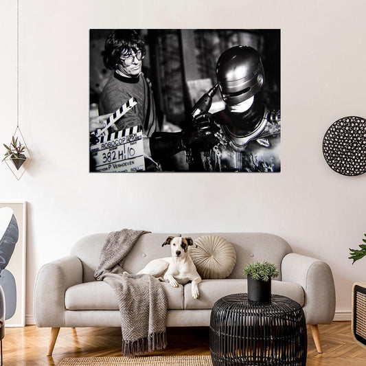 RoboCop Paul Verhoeven Peter Weller Behind the Scenes Wall Decor Room Print Retro Vintage Poster