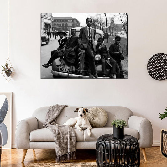 Boys Chicago 1941 Suits Car Old BW Wall Decor Room Print Retro Vintage Poster