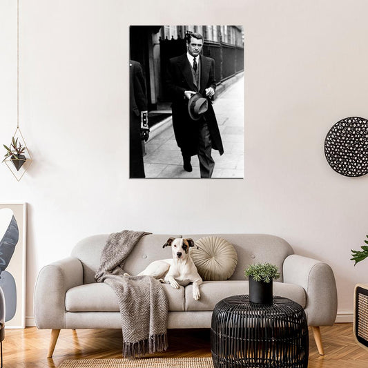 Cary Grant Actor Handsome Hat BW Wall Decor Room Print Retro Vintage Poster