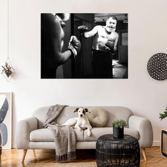 Ernest Hemingway Writer Mirror Boxing Punch Reflection Wall Decor Room Print Retro Vintage Poster