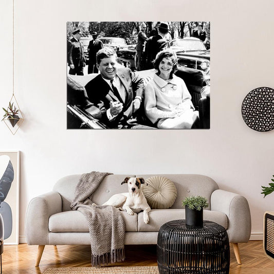 JFK John Jacqueline Kennedy US President Car 1961 Rare Wall Decor Room Print Retro Vintage Poster