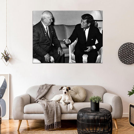 JFK John Kennedy Nikita Khrushchev Soviet 1961 Wall Decor Room Print Retro Vintage Poster