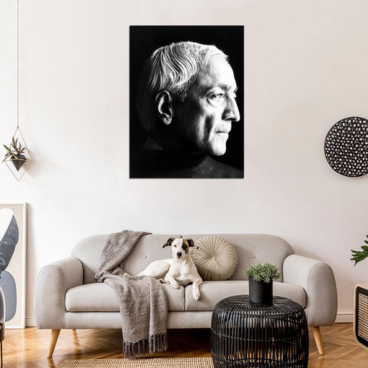 Jiddu Krishnamurti Philosopher Portrait 1967 BW Wall Decor Room Print Retro Vintage Poster