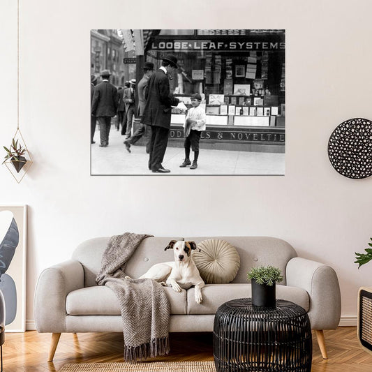 Newsboy Newsie Boy Man Suit Counter Rare Old BW Wall Decor Room Print Retro Vintage Poster