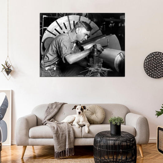 Mechanic Worker Metal Factory Portrait Rare Old Wall Decor Room Print Retro Vintage Poster