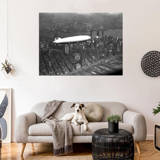 Hindenburg Airship NYC New York City Old BW Wall Decor Room Print Retro Vintage Poster