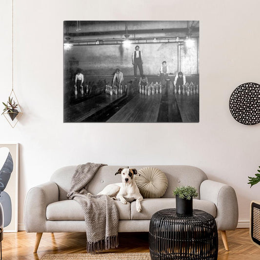 Pinboys Bowling Room Windsor Club 1910 Rare Old Wall Decor Room Print Retro Vintage Poster