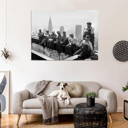 Workers Lunch Skyscraper New York Beam Old Wall Decor Room Print Retro Vintage Poster