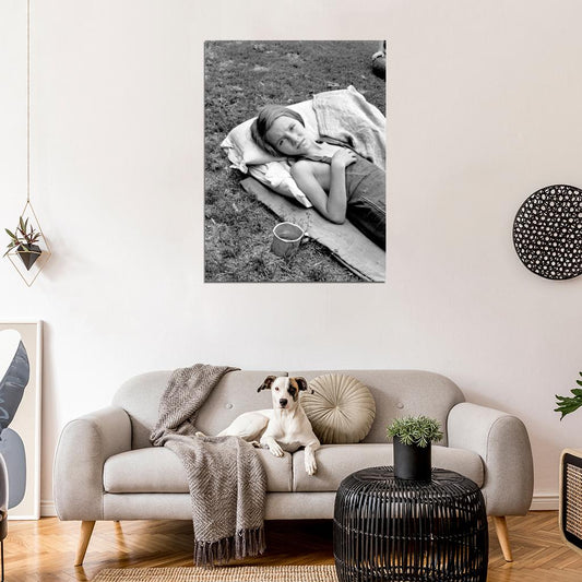 Girl Resettlers Overalls Mug Rare Moving Old BW Wall Decor Room Print Retro Vintage Poster