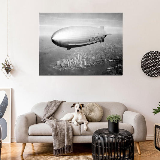 USS Macon Airship Manhattan NYC New York City Wall Decor Room Print Retro Vintage Poster