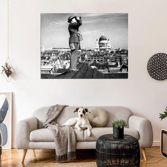 Spotter Binoculars Battle of Britain WWII War WW2 Old Wall Decor Room Print Retro Vintage Poster