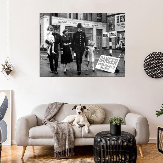 Bomb Bombing Blitz Battle of Britain WWII War WW2 Old Wall Decor Room Print Retro Vintage Poster