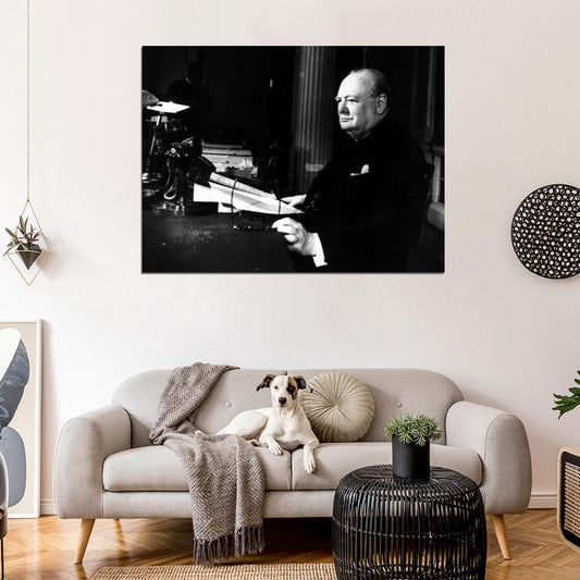 Winston Churchill V-E Day 1945 WWII War WW2 Old Wall Decor Room Print Retro Vintage Poster